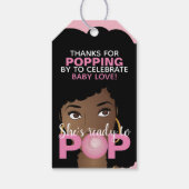 ピンクのバブルガム、彼女は赤ちゃんシャワーの準備ができていポップ・アートのる ギフトタグ (裏面)