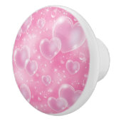 ピンクのバブルハートかわいいガーリー セラミックノブ (右)