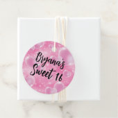 ピンクのバブルハートがキュートな90年代スタイルの誕生日プレート スイート16 フェイバータグ (インサイチュ)
