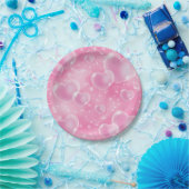 ピンクのバブルハートガーリーキュート90のスタイル誕生日 ペーパープレート (パーティー)