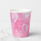 ピンクのバブルハートガーリーキュート90のスタイル誕生日 紙コップ (裏面)