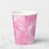 ピンクのバブルハートガーリーキュート90のスタイル誕生日 紙コップ (右)