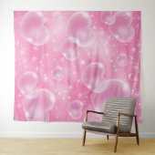ピンクのバブルハート90の写真パーティー背景 タペストリー (インサイチュ(横))