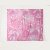 ピンクのバブルハート90の写真パーティー背景 タペストリー (正面(横))