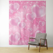 ピンクのバブルハート90の写真パーティー背景 タペストリー (インサイチュ)