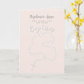 ピンクのバプティスロザリオ カード (黄色い花)