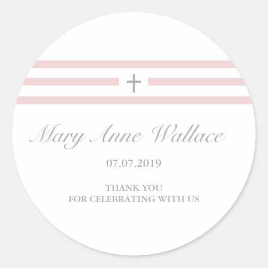 ピンクのバプテスステッカー ラウンドシール (正面)