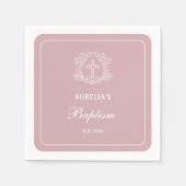 ピンクのバプテスマのシンプルなフローラルクロス スタンダードカクテルナプキン (正面)