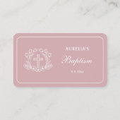 ピンクのバプテスマのシンプルなフローラルクロス プレイスカード (裏面)