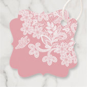 ピンクのバプテスマのホワイトレース フェイバータグ (裏面)