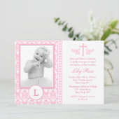 ピンクのバプテスマ写真招待状 招待状 (スタンド正面)