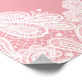 ピンクのバプテスムウェルカムホワイトレース ポスター (角)