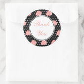 ピンクのバラありがとうシール ラウンドシール (バッグ)