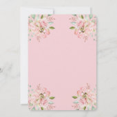 ピンクのバラおよびばら色の金ゴールドの原稿|の写真の洗礼 サンキューカード (裏面)