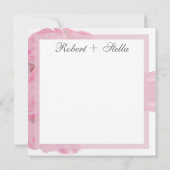 ピンクのバラおよびレースのサンキューカード サンキューカード (裏面)