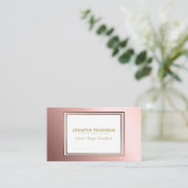 ピンクのバラおよび金ゴールドの花柄 名刺 (スタンド正面)