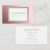 ピンクのバラおよび金ゴールドの花柄 名刺 (正面/裏面)