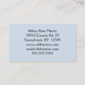 ピンクのバラおよび青い縞の一般目的カード 名刺 (裏面)