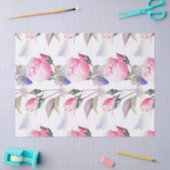 ピンクのバラおよび青の蝶花柄のティッシュペーパー 薄葉紙 (クラフト)