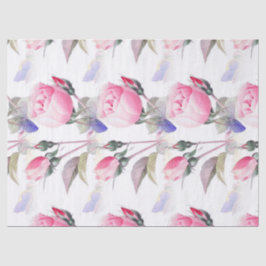 ピンクのバラおよび青の蝶花柄のティッシュペーパー 薄葉紙