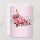 ピンクのバラがクロスする聖体拝領または洗礼 招待状 (裏面)