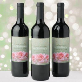 ピンクのバラがソフトセージに ワインラベル