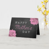 ピンクのバラがチョークボードにハッピーマザーズデー カード (黄色い花)