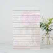 ピンクのバラが並んだ文房具 便箋 (スタンド正面)