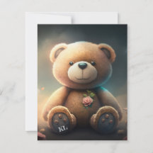 ピンクのバラが付いたかわいいテディベアタイポグラフィAIアート