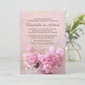 ピンクのバラが付いた花瓶 | ロマンチックなリハーサルディナー 招待状 (スタンド正面)