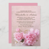 ピンクのバラが付いた花瓶 | ロマンチックなリハーサルディナー 招待状 (正面/裏面)