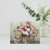 ピンクのバラが付いた花瓶(F681)ファンゴッホファインアート ポストカード (スタンド正面)
