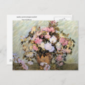 ピンクのバラが付いた花瓶(F681)ファンゴッホファインアート ポストカード (正面/裏面)