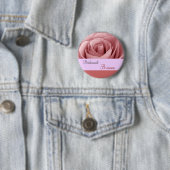 ピンクのバラが付いている新婦付添人ボタン 缶バッジ (インサイチュ)