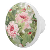 ピンクのバラが付いている花のヴィンテージの陶磁器のノブ セラミックノブ (右)