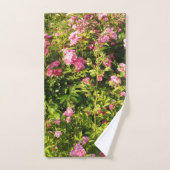 ピンクのバラが咲く バスタオルセット (ハンドタオル)