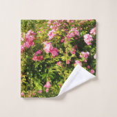 ピンクのバラが咲く バスタオルセット (ウォッシュタオル)