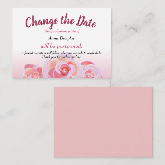 ピンクのバラが変わる アドバイスカード (正面/裏面)