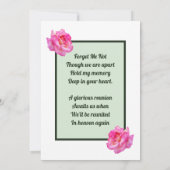 ピンクのバラが愛する思い出と詩の記念撮影 招待状 (裏面)