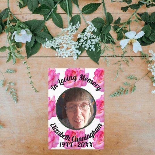 ピンクのバラが愛する思い出と詩の記念撮影 招待状