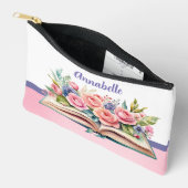 ピンクのバラが本の小さなアクセサリー アクセサリーポーチ (見開き)