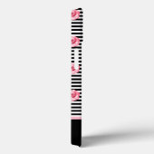 ピンクのバラが白黒のイニシャルとストライプ共に Case-Mate iPhoneケース (裏面 / 右)