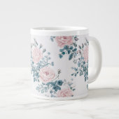 ピンクのバラが白 ジャンボコーヒーマグカップ (正面右)