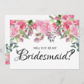 ピンクのバラが私の花嫁のカードになる 招待状 (正面/裏面)