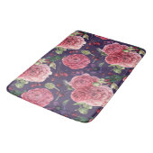ピンクのバラが紫色のパターンにロマンチック バスマット (アングル)