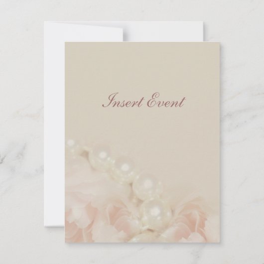 ピンクのバラが美しい結婚式の婚約 招待状 (裏面)