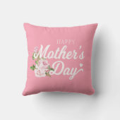 ピンクのバラでお母さんの日を楽しむ|装飾用クッション クッション (裏面)