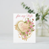 ピンクのバラで妻のバレンタイン葉書 シーズンポストカード (スタンド正面)