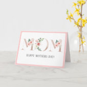 ピンクのバラで'MOM' メッセージの母の日グリーティングカード カード (黄色い花)