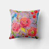 ピンクのバラとさくらんぼ紫カスタマイズ クッション (裏面)